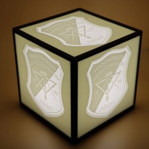 Würfel mit fünf großen Lithophanen und LED Spot